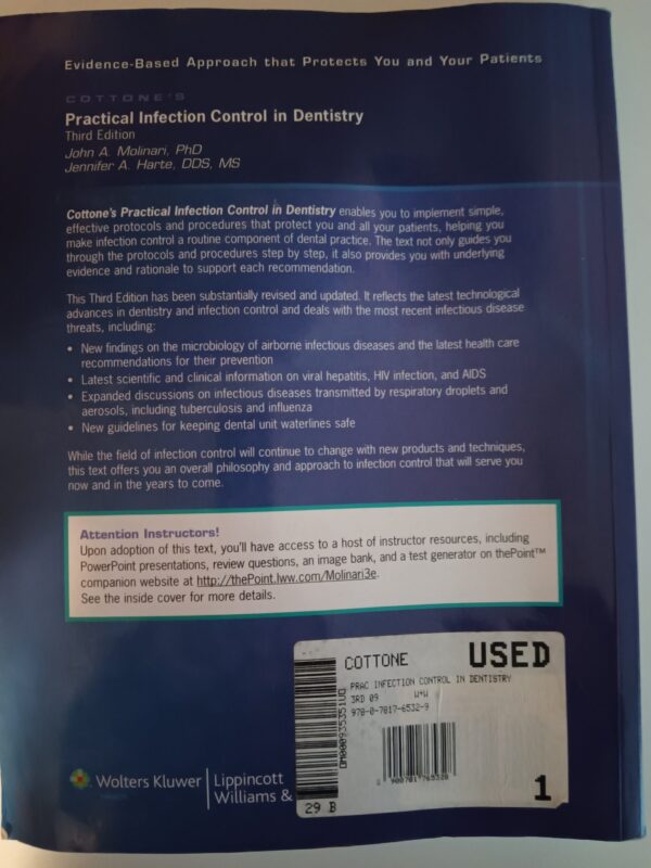 Practical Infection control in Dentistry 3rd edition back cover